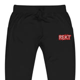 Embroidered REKT Style 1 Fleece Jogger Sweatpants - black zoomed embroidery