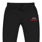 Embroidered Crypto Degen Fleece Jogger Sweatpants - black zoomed embroidery