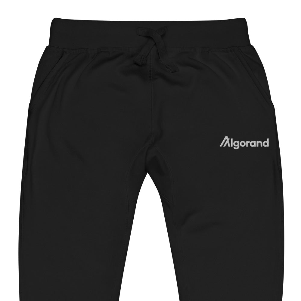Embroidered Algorand ALGO Fleece Jogger Sweatpants - black zoomed embroidery