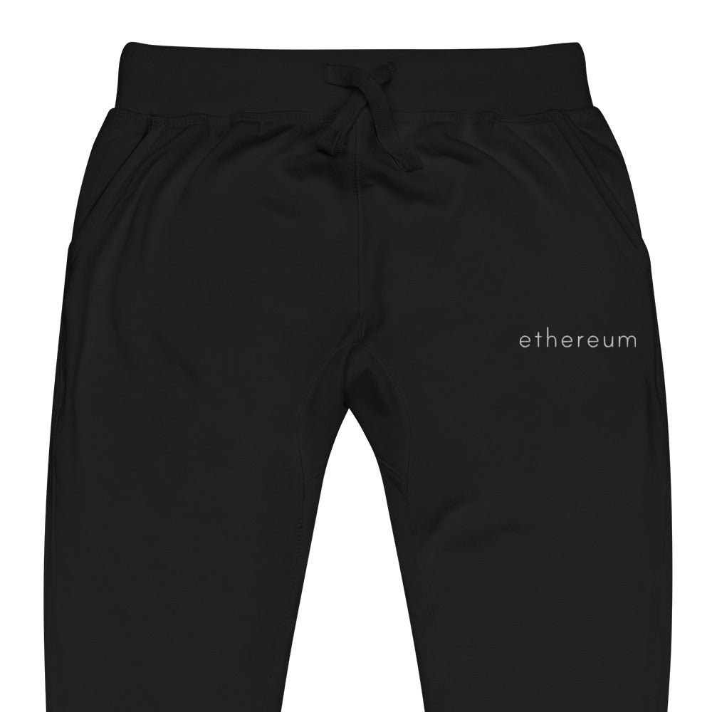 Embroidered Ethereum Sweatpants - black zoomed embroidery