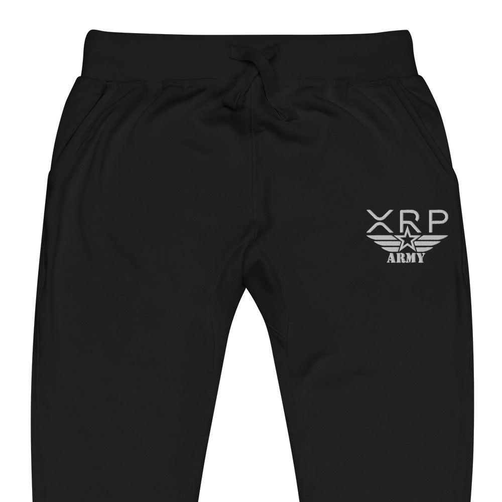 Embroidered XRP Army Fleece Jogger Sweatpants - black zoomed embroidery