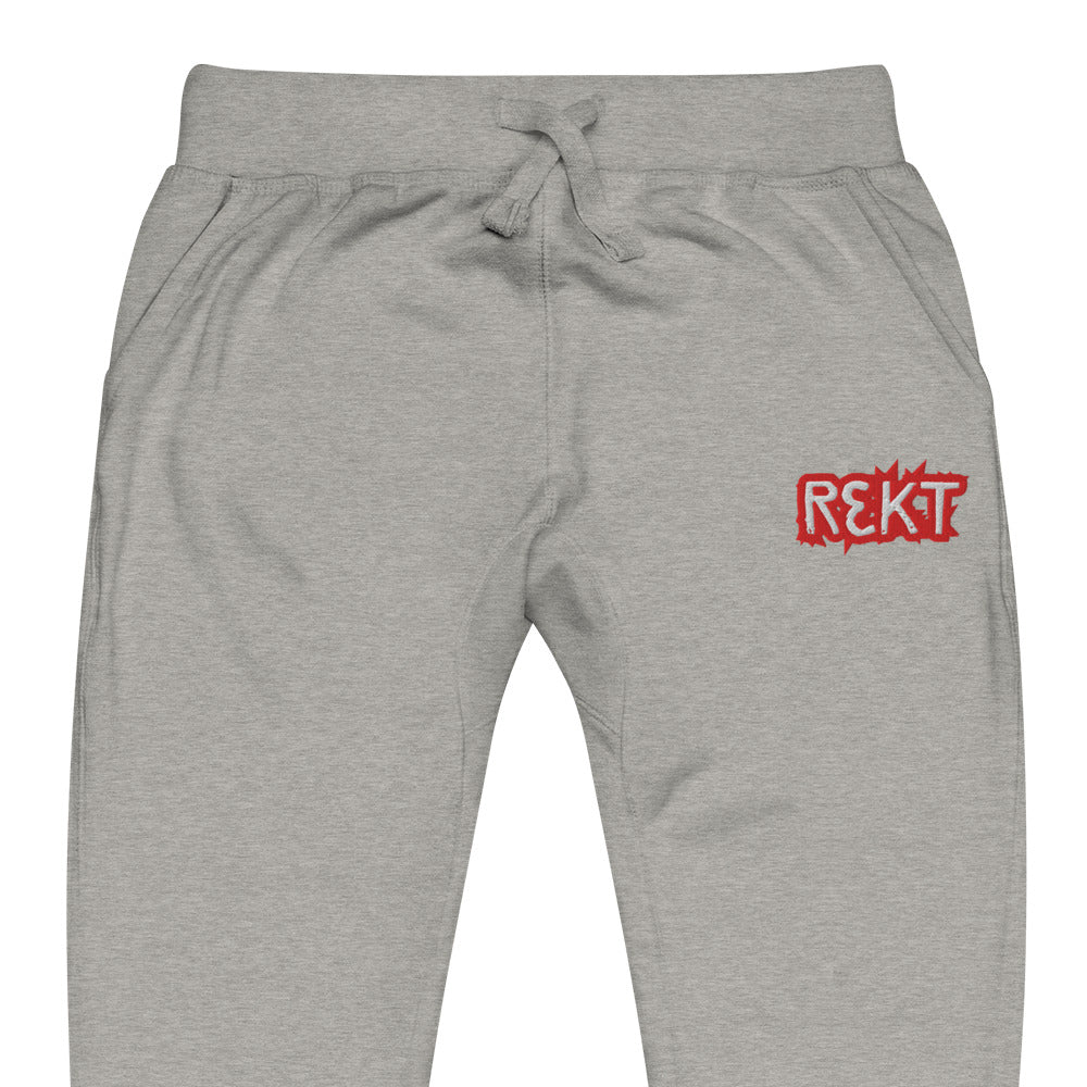 Embroidered REKT Sweatpants - carbon grey zoomed embroidery