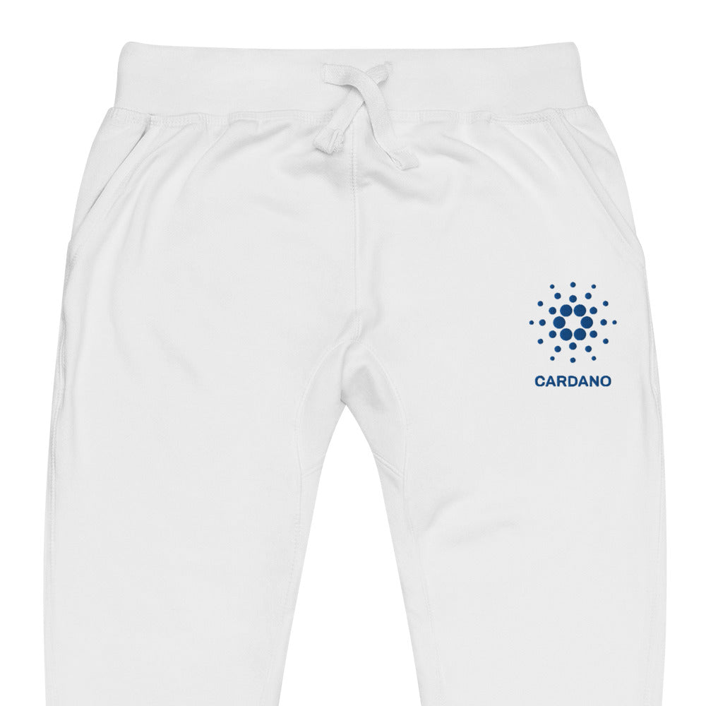 Embroidered Cardano ADA Fleece Jogger Sweatpants - white zoomed embroidery