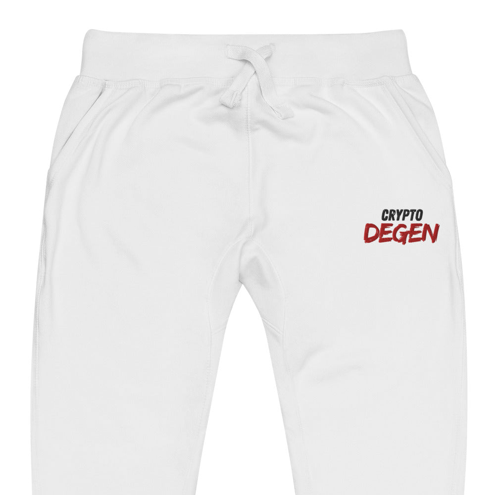 Embroidered Crypto Degen Sweatpants - white zoomed embroidery