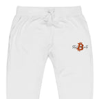 Embroidered Satoshi Nakamoto Fleece Jogger Sweatpants - white zoomed embroidery