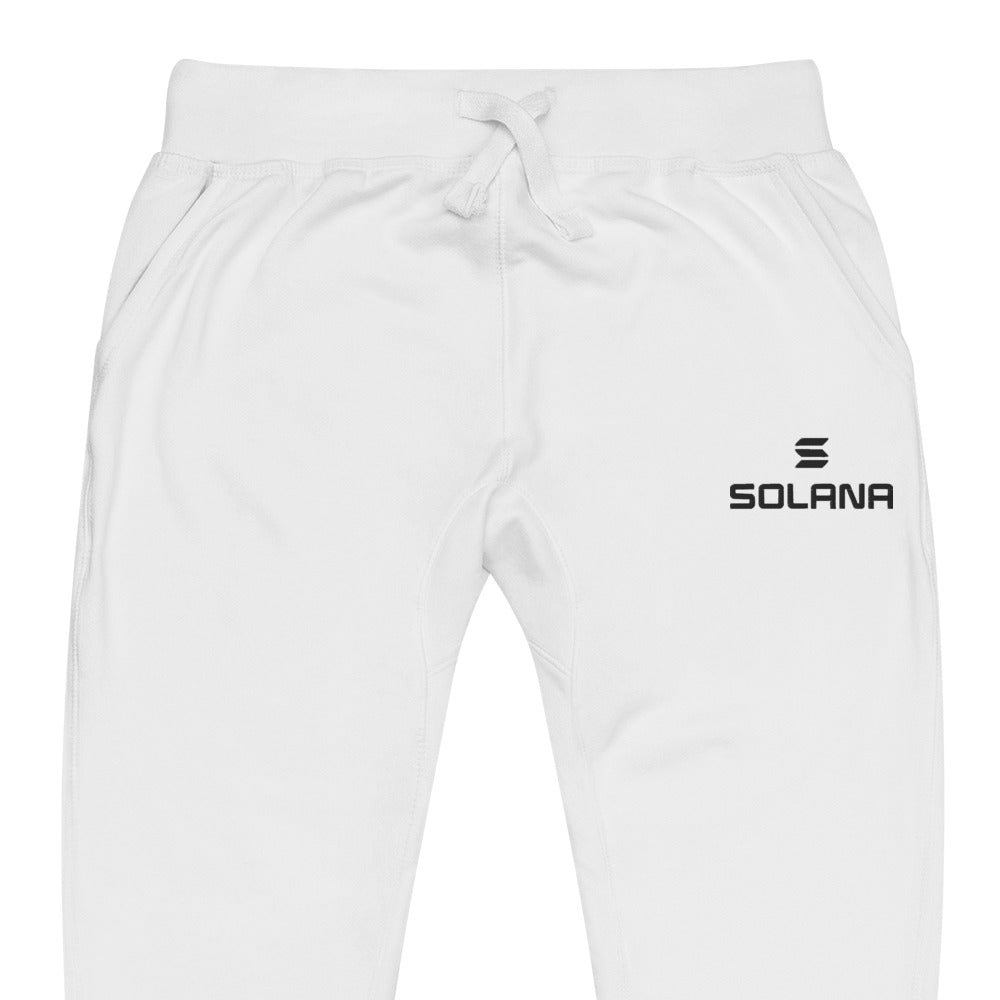 Embroidered Solana SOL Fleece Jogger Sweatpants - white zoomed embroidery