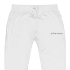 Embroidered Ethereum ETH Fleece Jogger Sweatpants - white zoomed embroidery