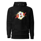 Bitcoin Splat Crypto Pullover Hoodie - front view with BTC splat graphic