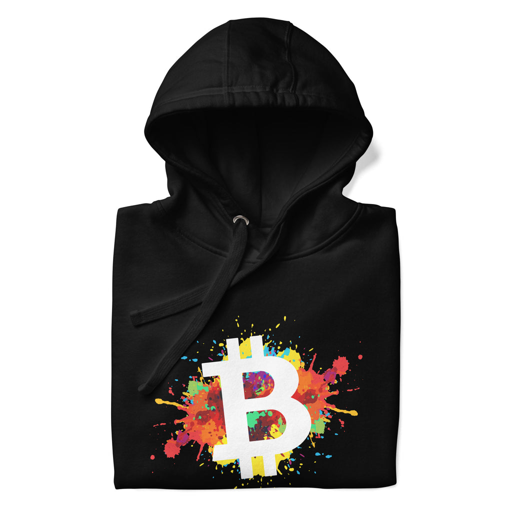 Bitcoin Splat Pullover Hoodie - lifestyle worn view