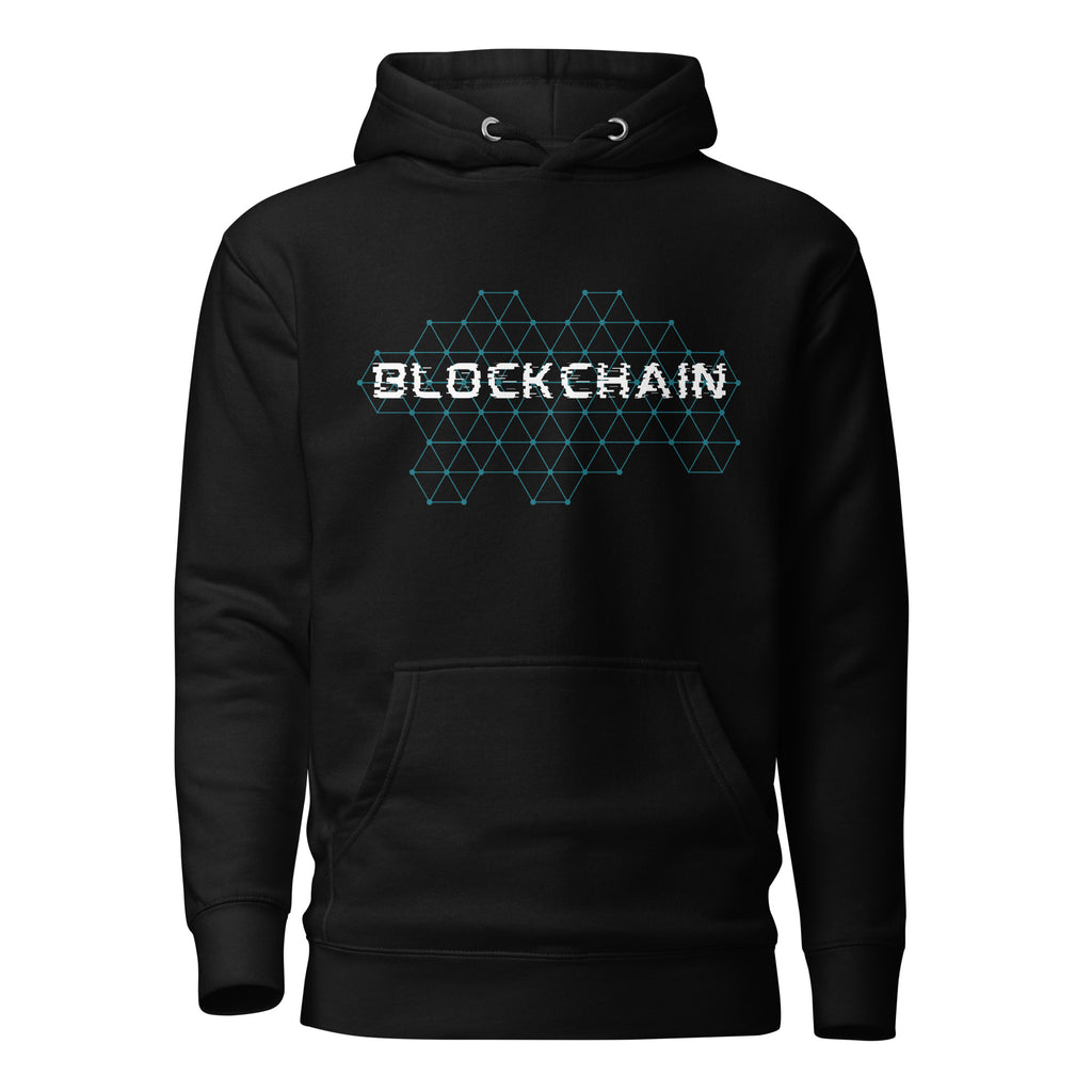 Blockchain Crypto Pullover Hoodie - front view with blockchain network graphic