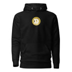 Dogecoin DOGE Crypto Pullover Hoodie - front view with DOGE Shiba graphic