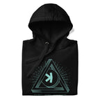 Kaspa KAS Trilema Solved crypto hoodie - lifestyle worn view