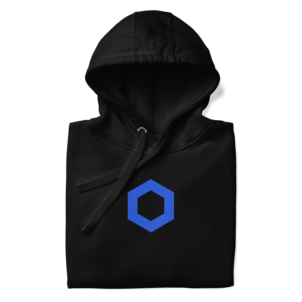 Chainlink LINK crypto hoodie - lifestyle worn view