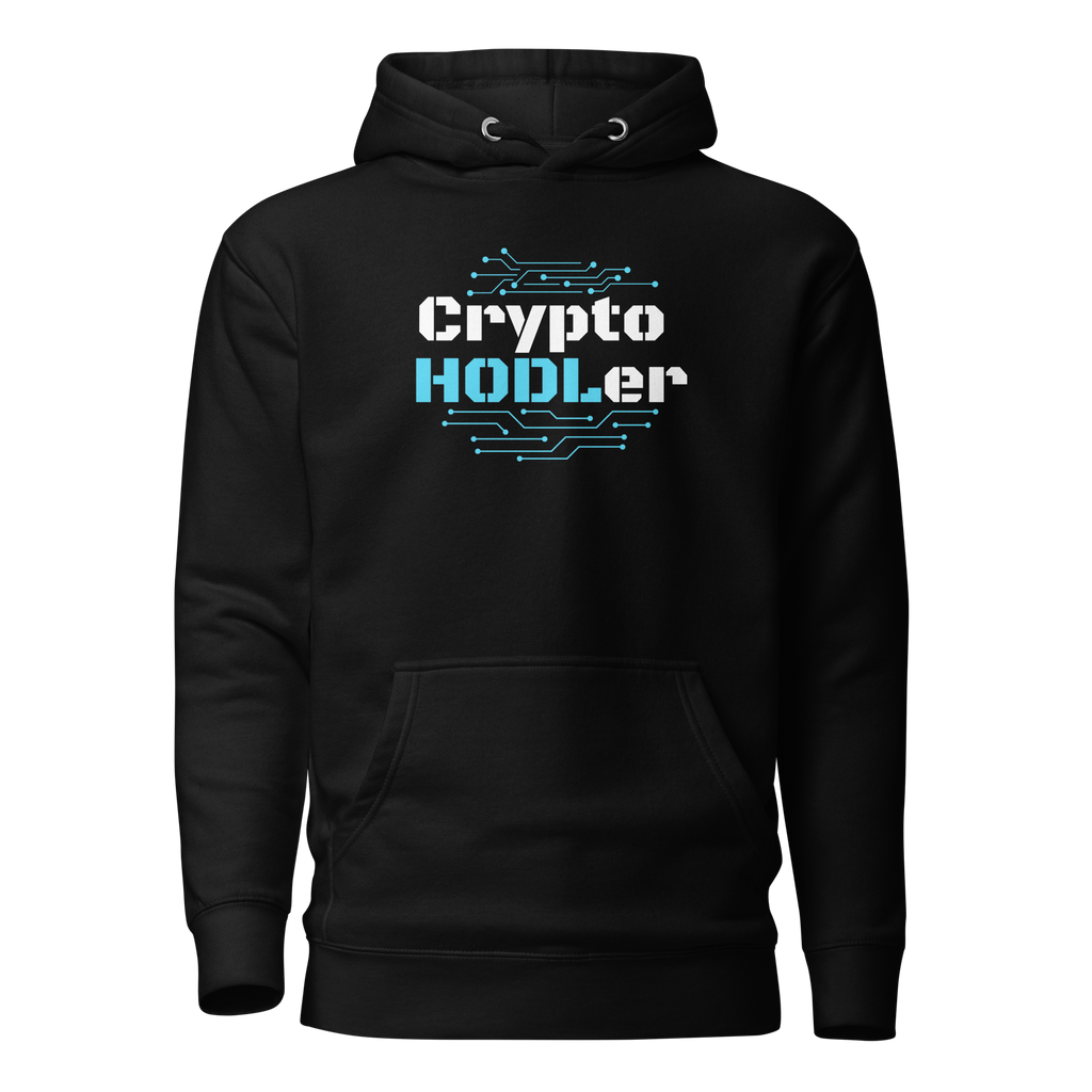 Crypto HODLer Design 2 Pullover Hoodie - front view black