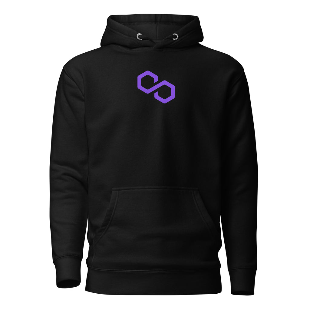 Polygon MATIC Crypto Pullover Hoodie - front view black