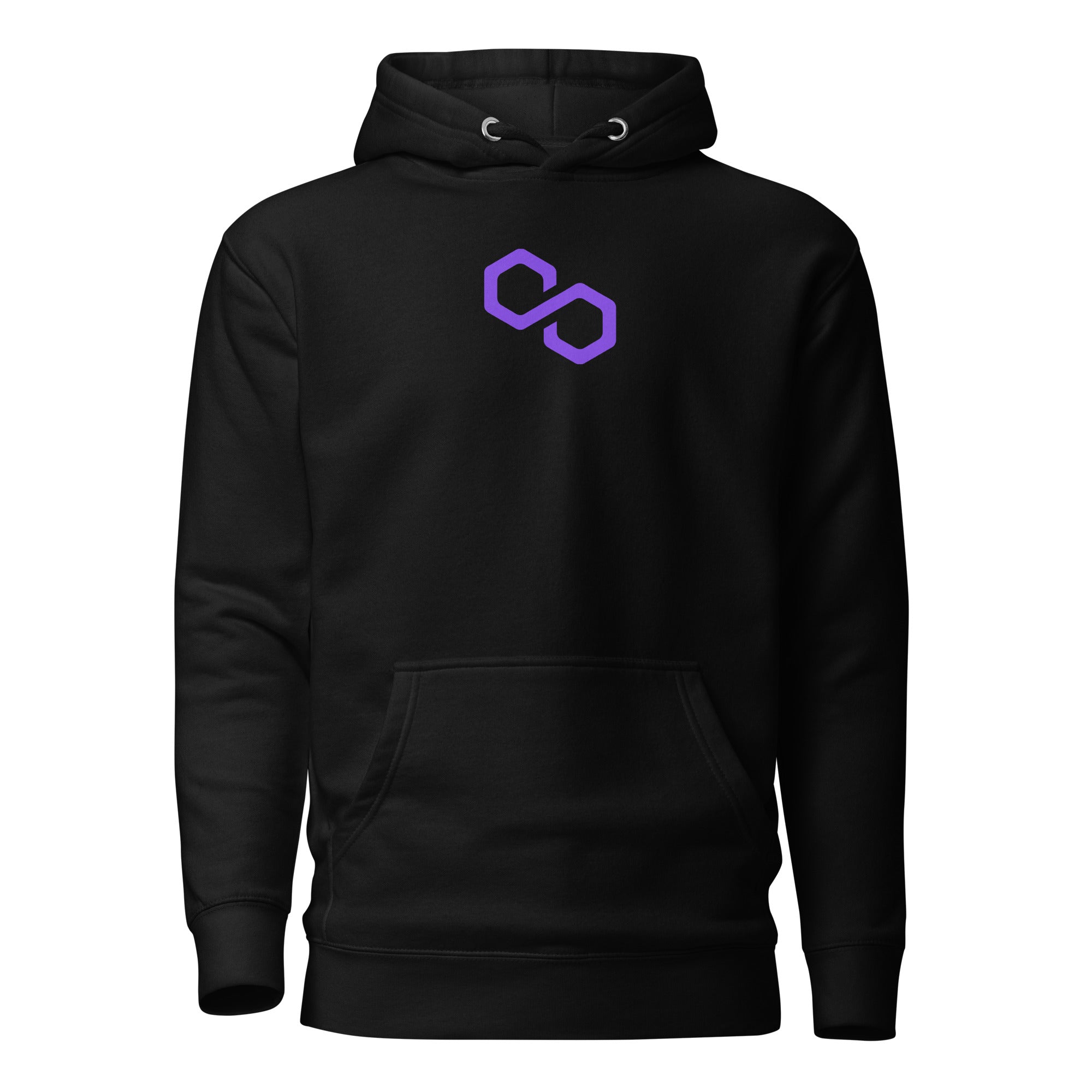 Polygon MATIC Crypto Pullover Hoodie - front view black