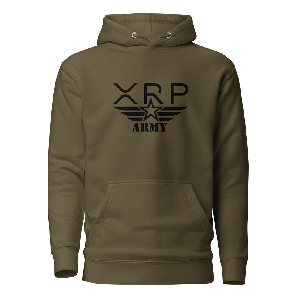 XRP Army crypto pullover hoodie Design 2 - side view