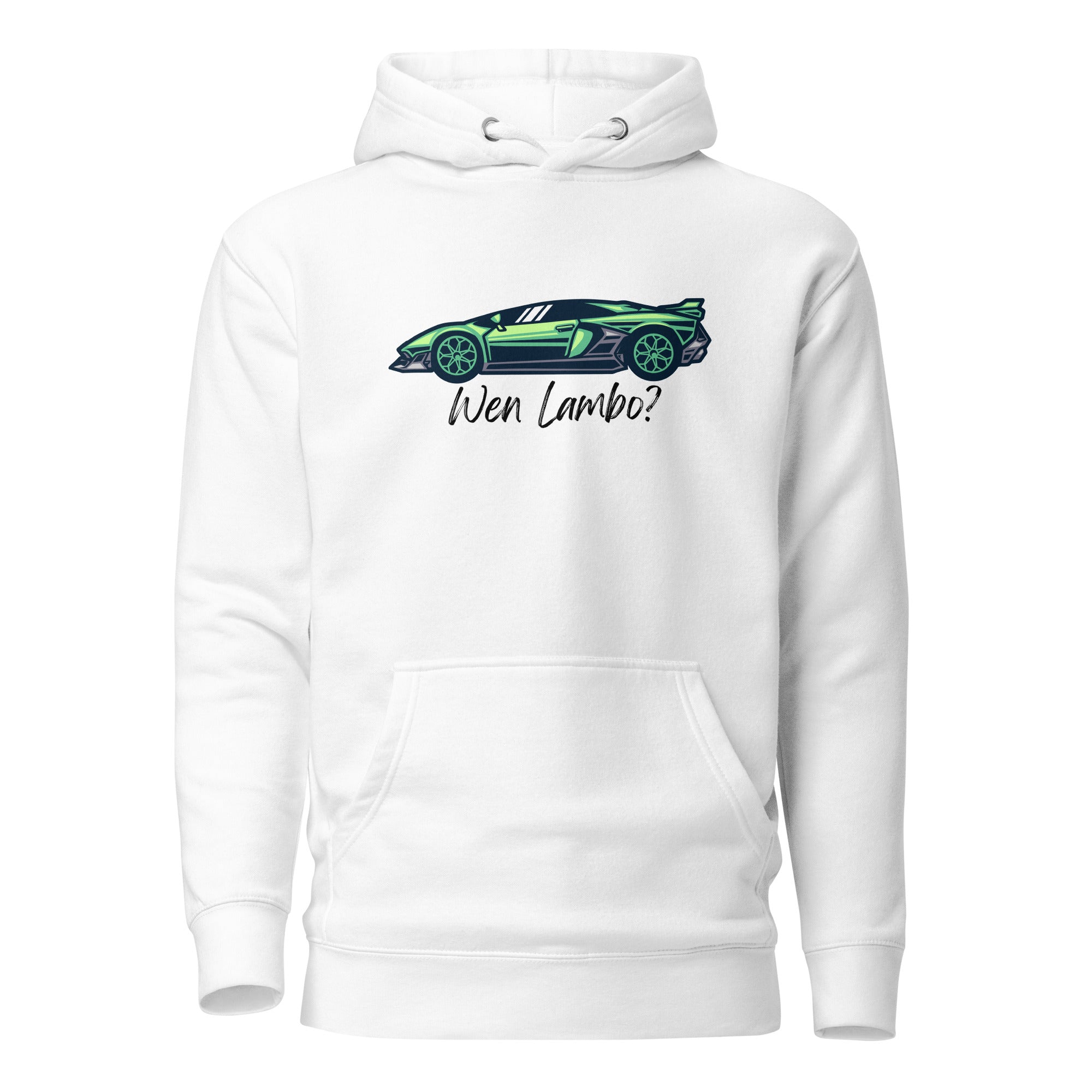 Wen Lambo Crypto Pullover Hoodie - front view with Lambo Soon design
