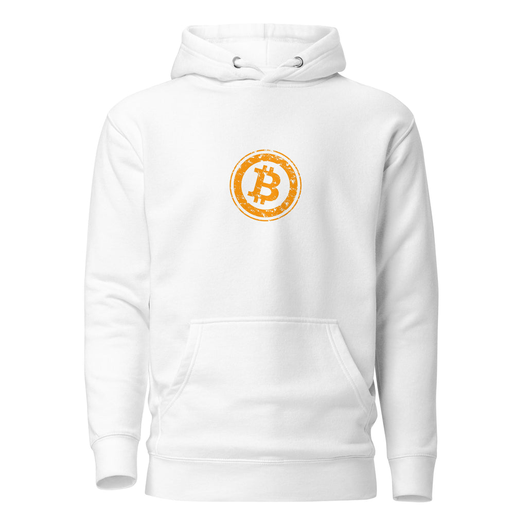 Bitcoin Crypto Pullover Hoodie - front view with BTC logo graphic
