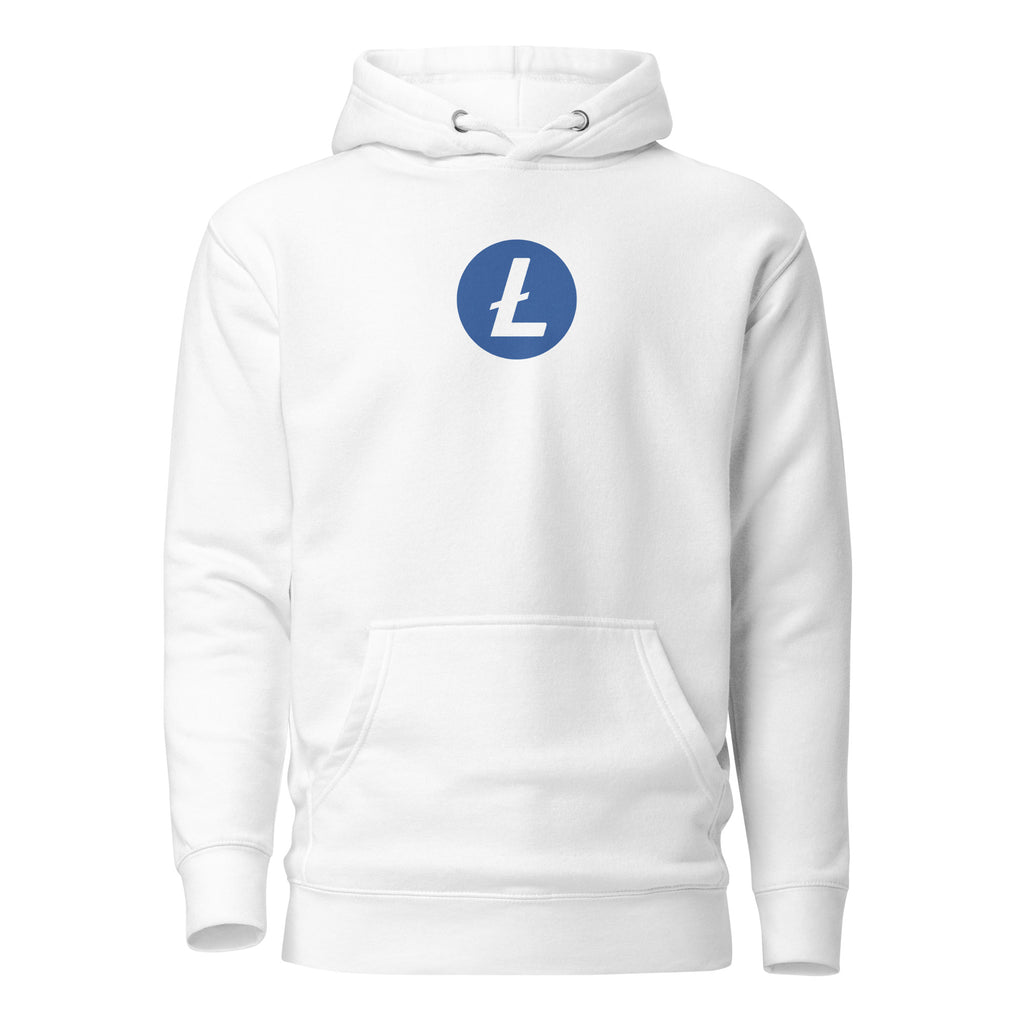 Litecoin LTC Crypto Pullover Hoodie - front view with LTC graphic