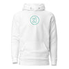 Kaspa KAS Outline Crypto Pullover Hoodie - front view with KAS outline graphic