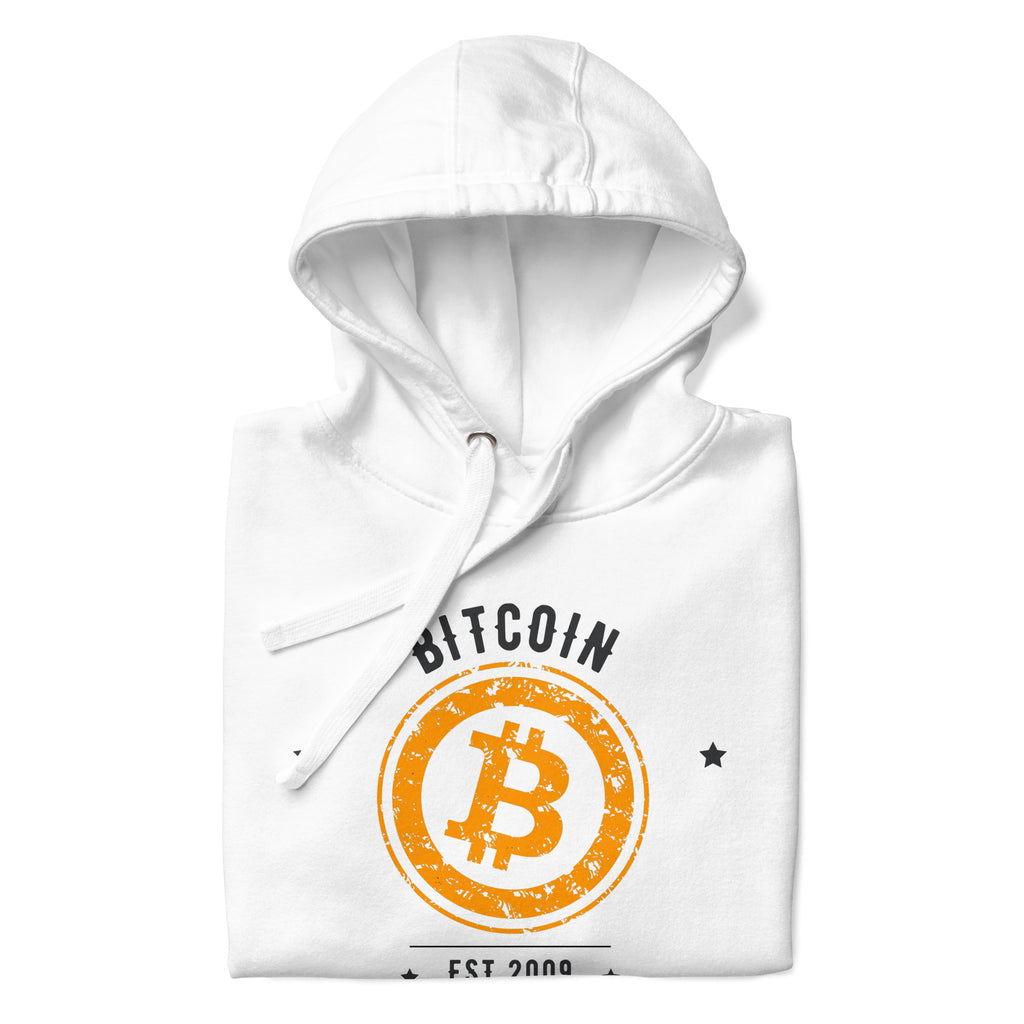 Bitcoin Est. 2009 Hoodie - color options flat lay