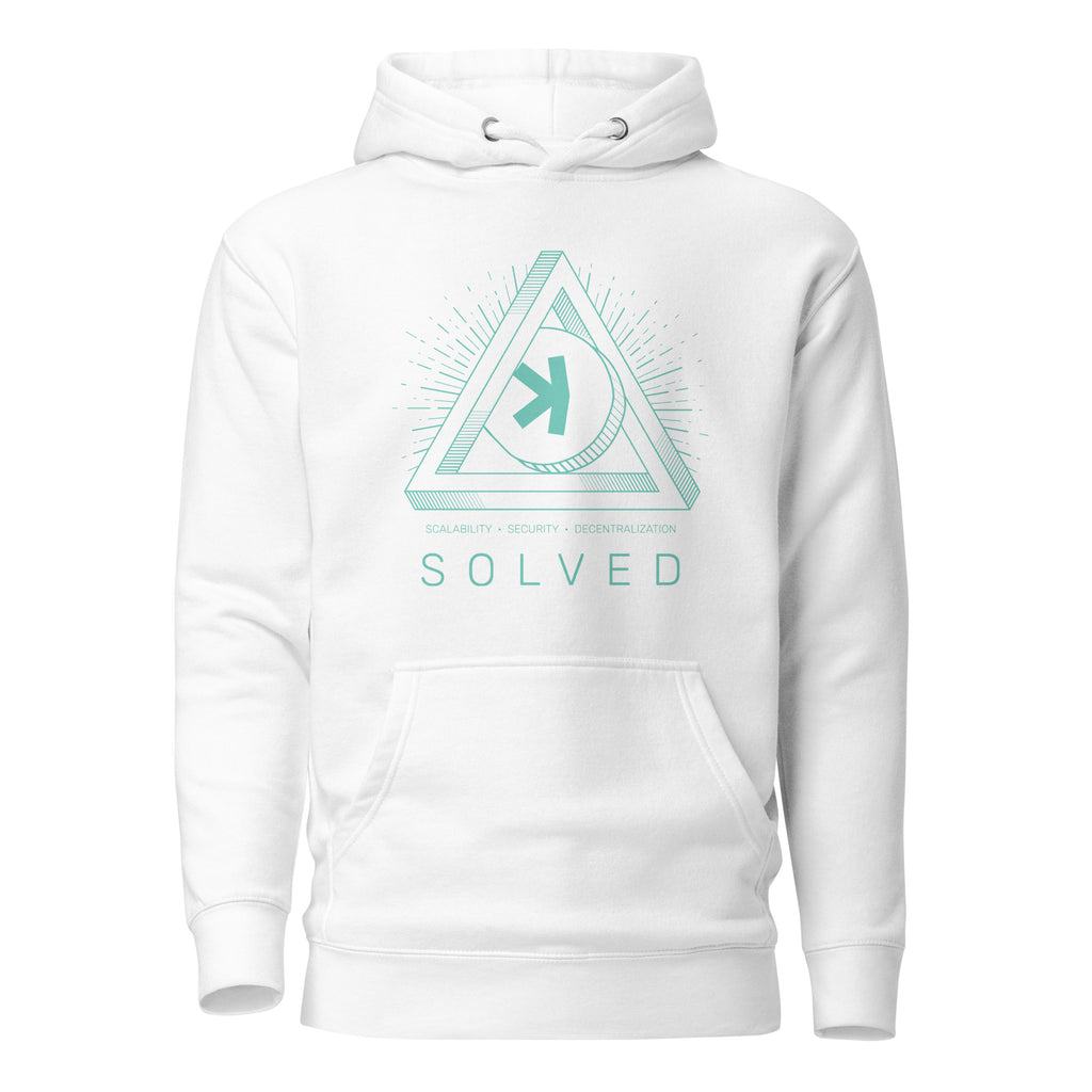 Kaspa Trilema Solved Hoodie - front view white
