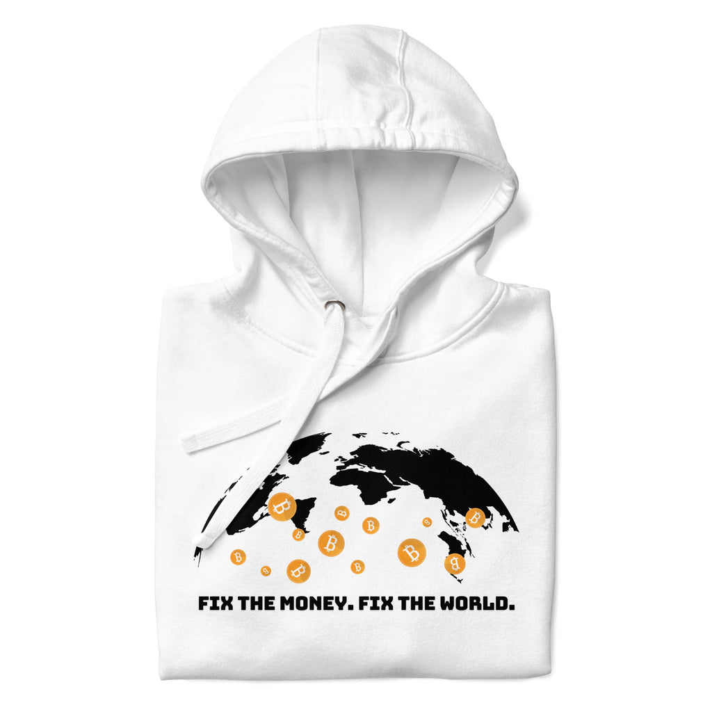 Fix the Money Hoodie - back view white