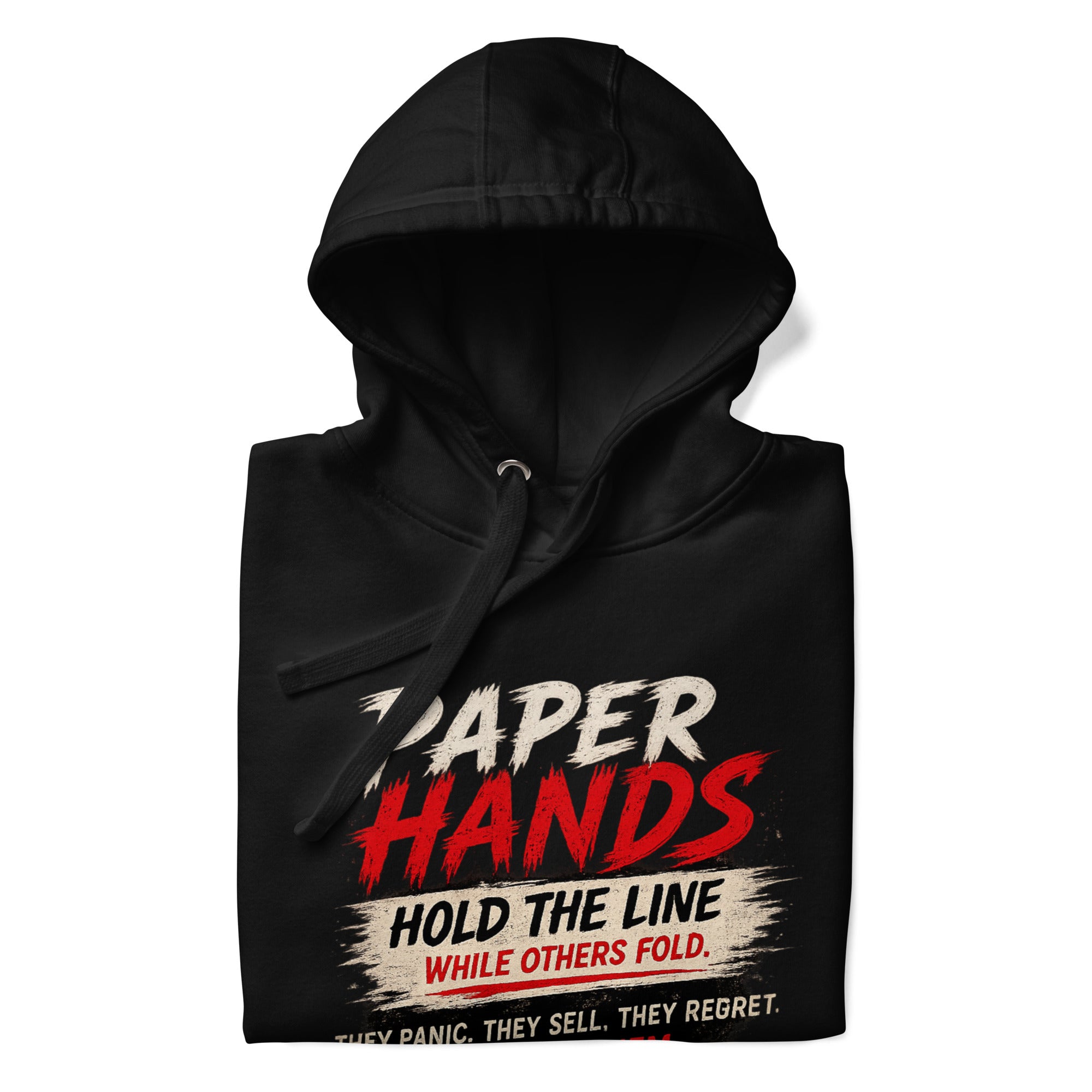 Paper Hands Hold The Line Crypto Graphic Hoodie - front view white
