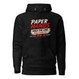 Paper Hands Hold The Line Crypto Graphic Hoodie - front view black