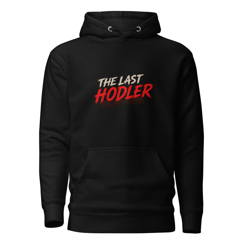 The Last HODLER Crypto Graphic Hoodie - front view black