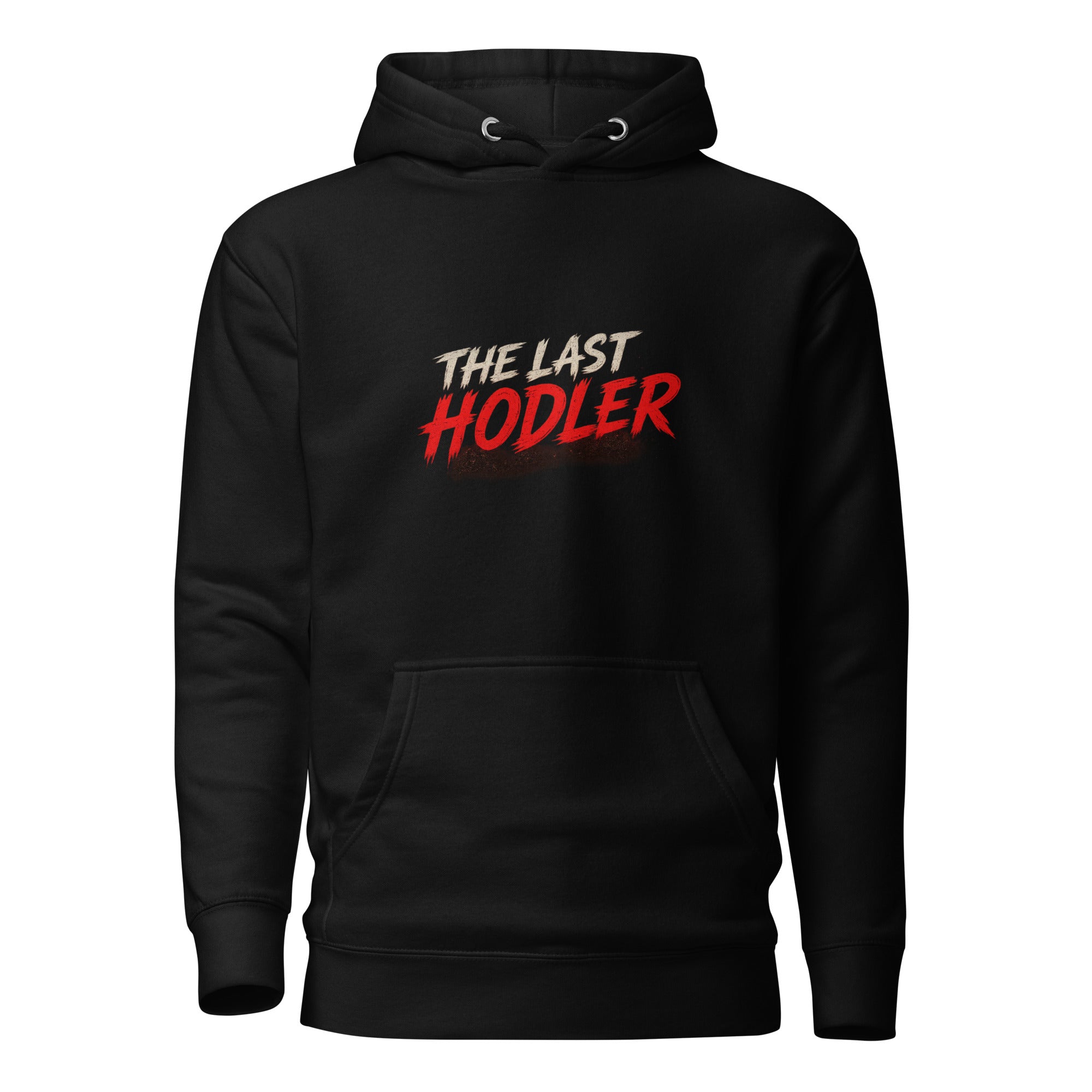 The Last HODLER Crypto Graphic Hoodie - front view black