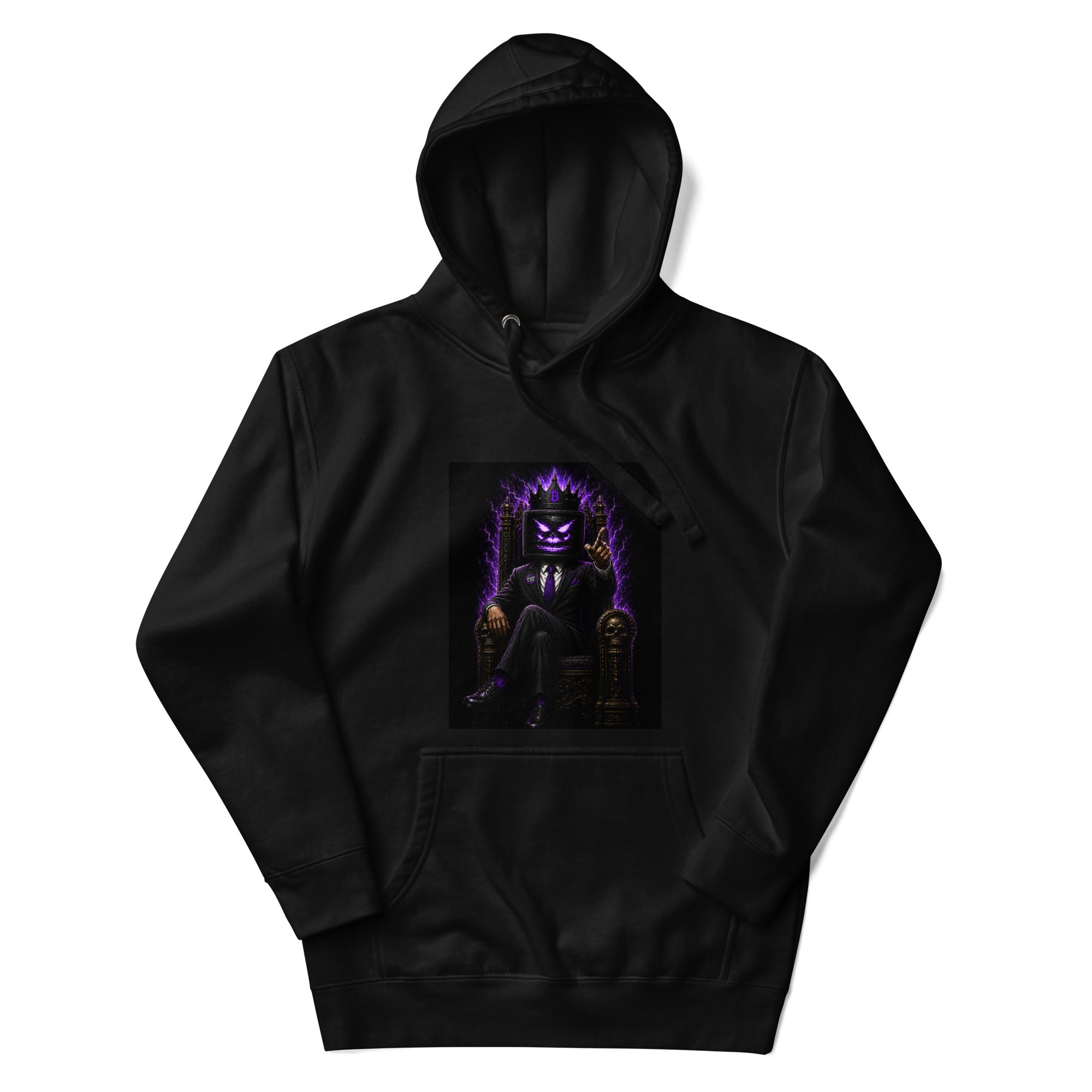 The Fud King Throne Crypto Graphic Hoodie - back view