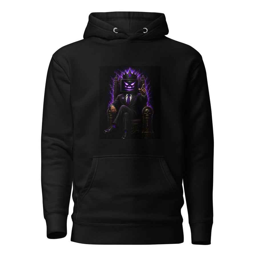 The Fud King Throne Crypto Graphic Hoodie - front view black