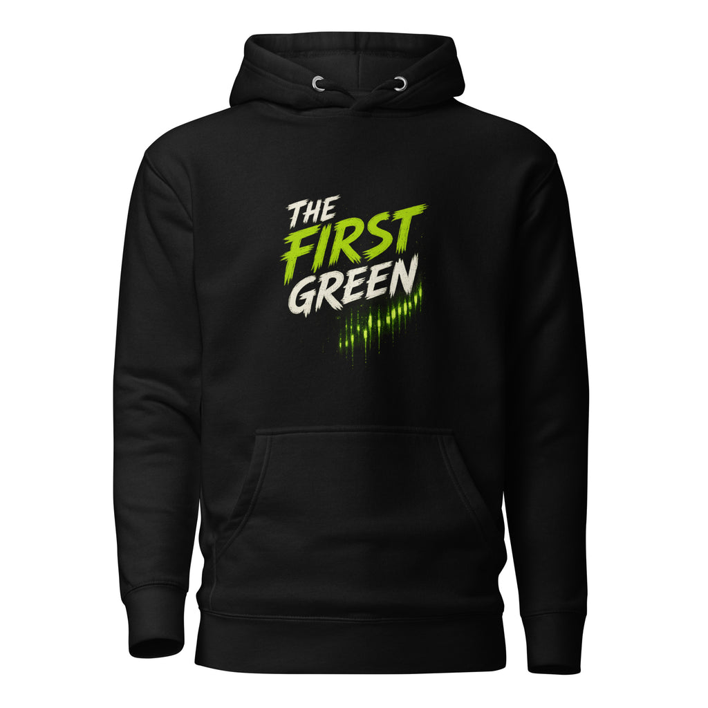 The First Green Crypto Graphic Hoodie - front view black