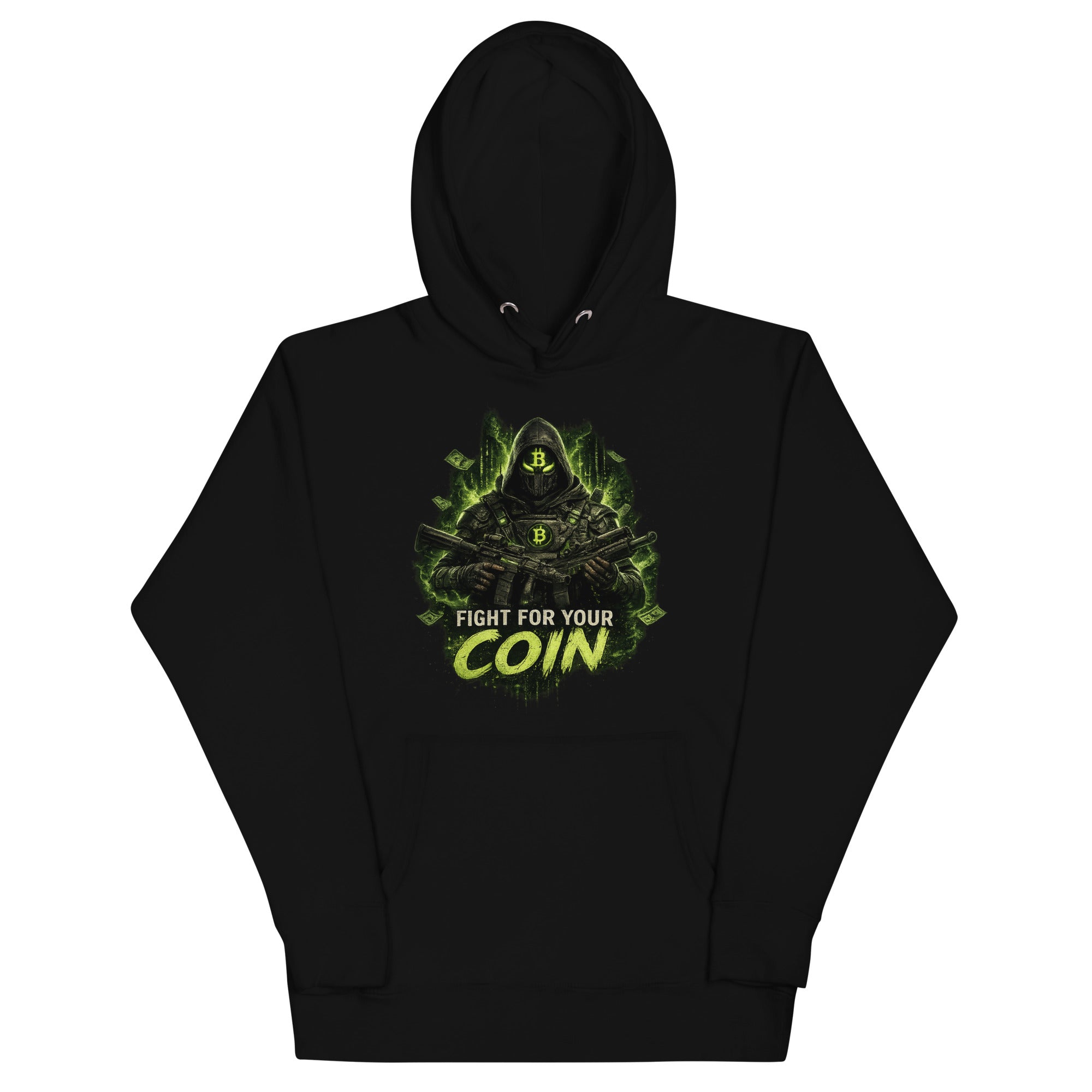 Fight For Your Crypto Coin Graphic Hoodie - front view white
