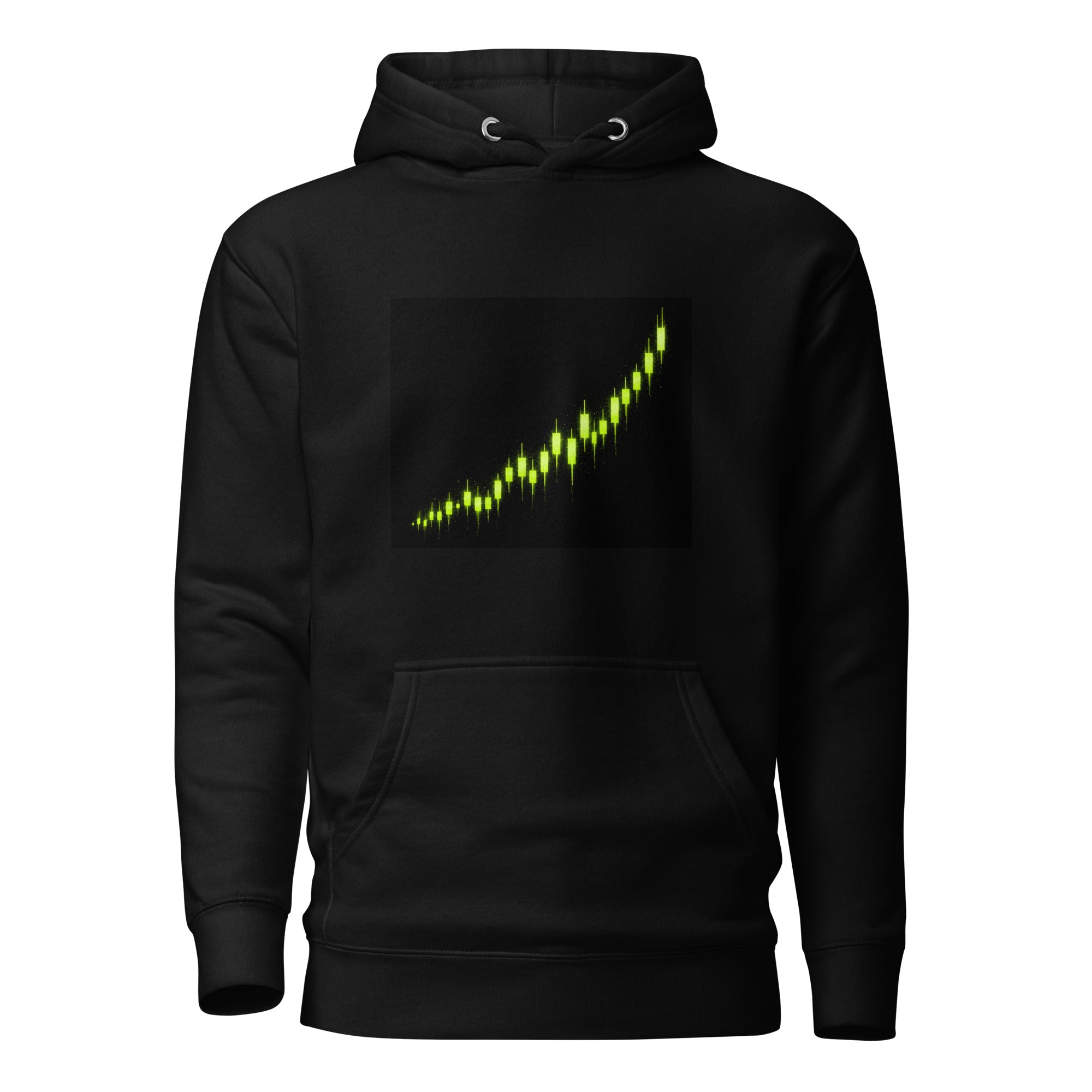 Bull Run Candlestick Crypto Graphic Hoodie - front view black