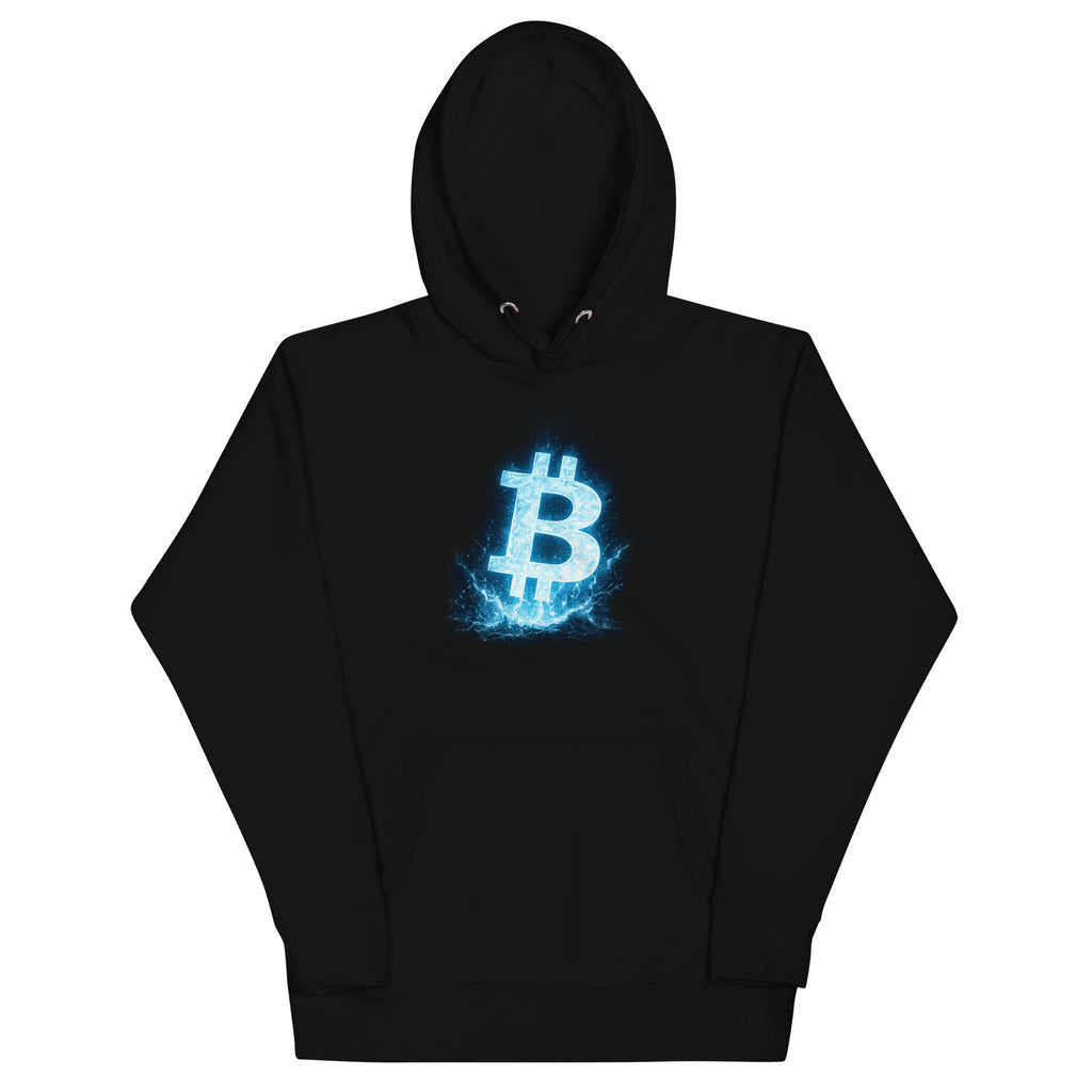 Bitcoin Electric Neon Crypto Graphic Hoodie - back view