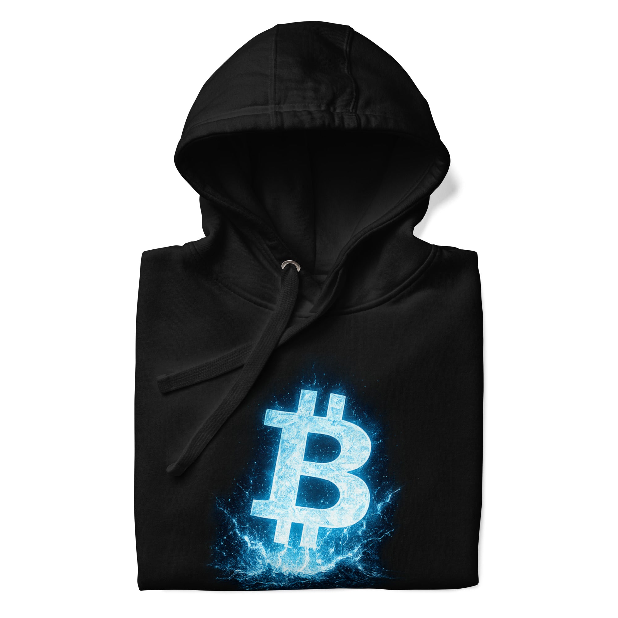 Bitcoin Electric Neon Crypto Graphic Hoodie - front view white