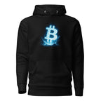 Bitcoin Electric Neon Crypto Graphic Hoodie - front view black