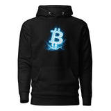 Bitcoin Electric Neon Crypto Graphic Hoodie - front view black
