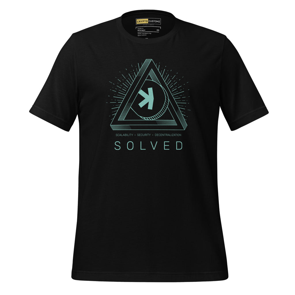 Kaspa Trilema Solved Crypto T-Shirt - front view black