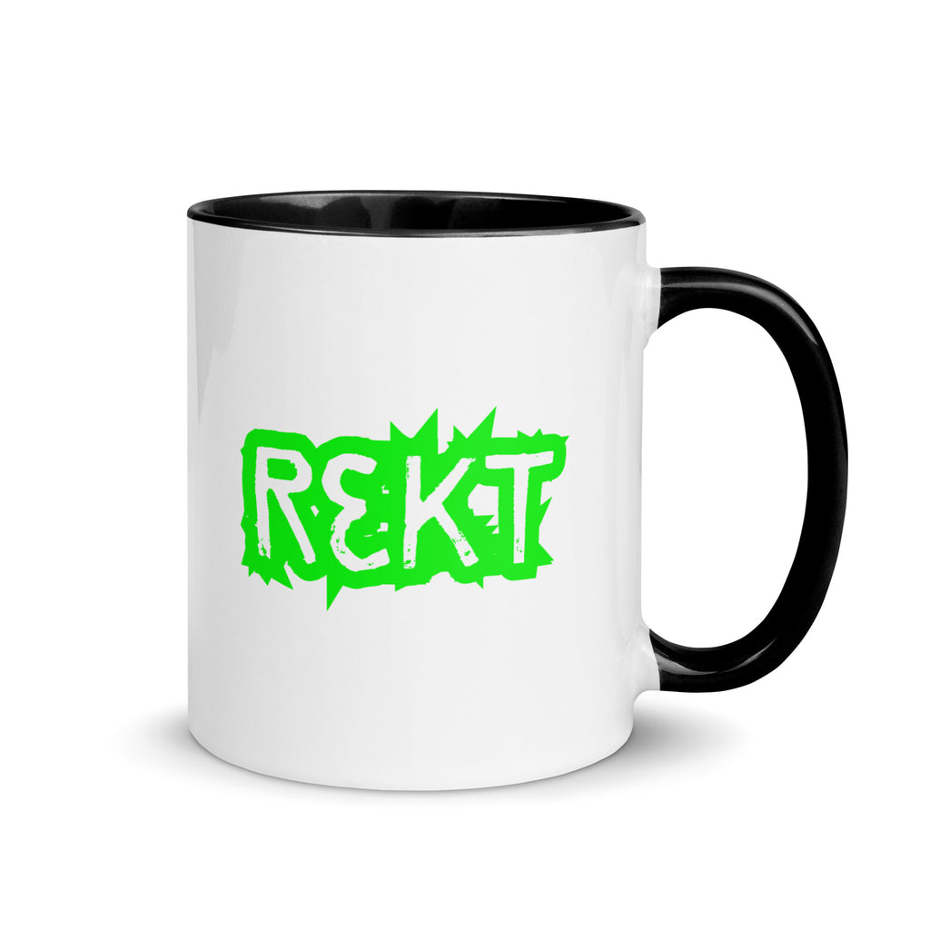 REKT Crypto Glossy White Ceramic Coffee Mug 11oz - right view