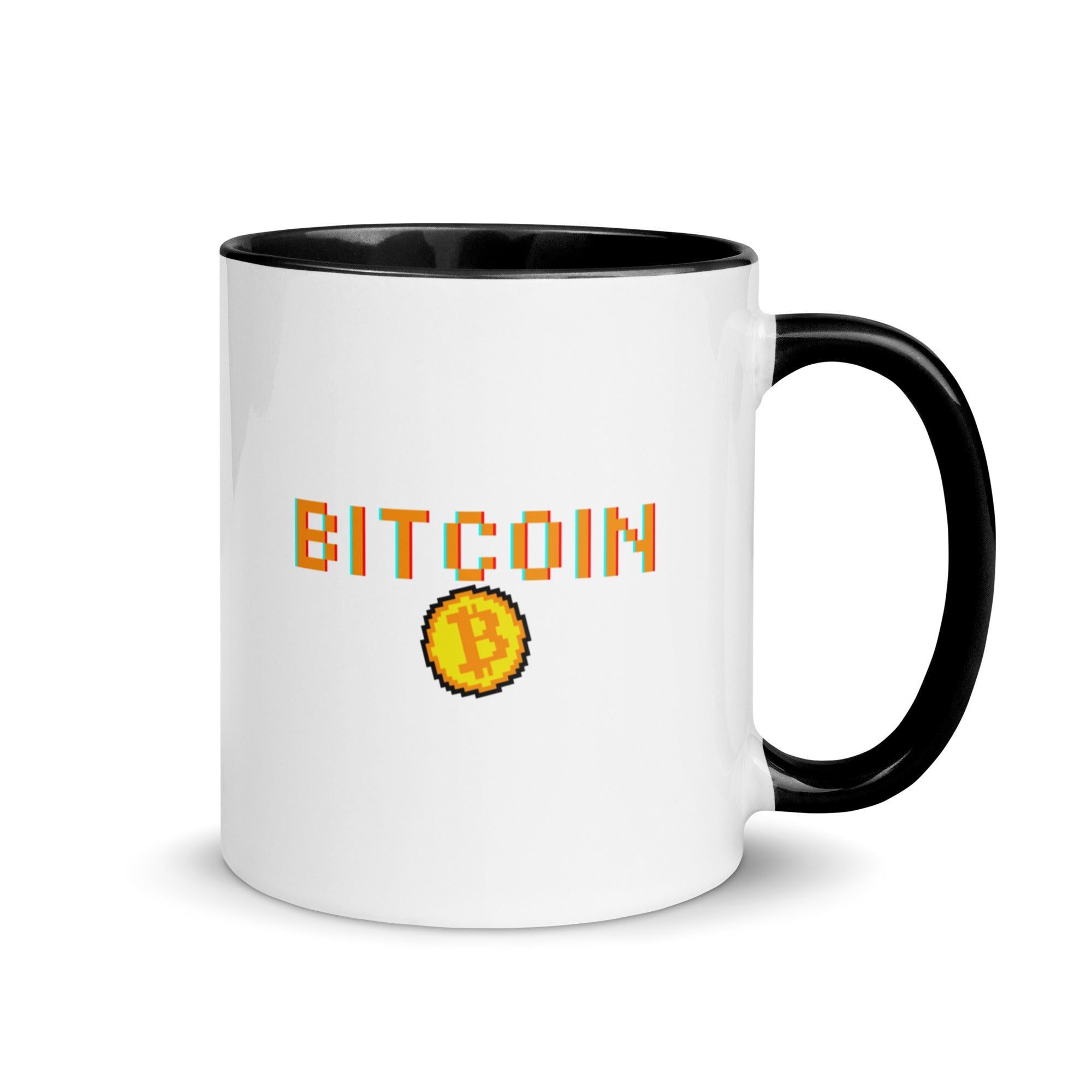 Pixelated Bitcoin BTC Glossy White Ceramic Coffee Mug 11oz - right view