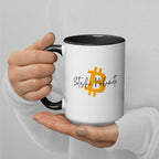 Satoshi Nakamoto Bitcoin crypto coffee mug - left side view