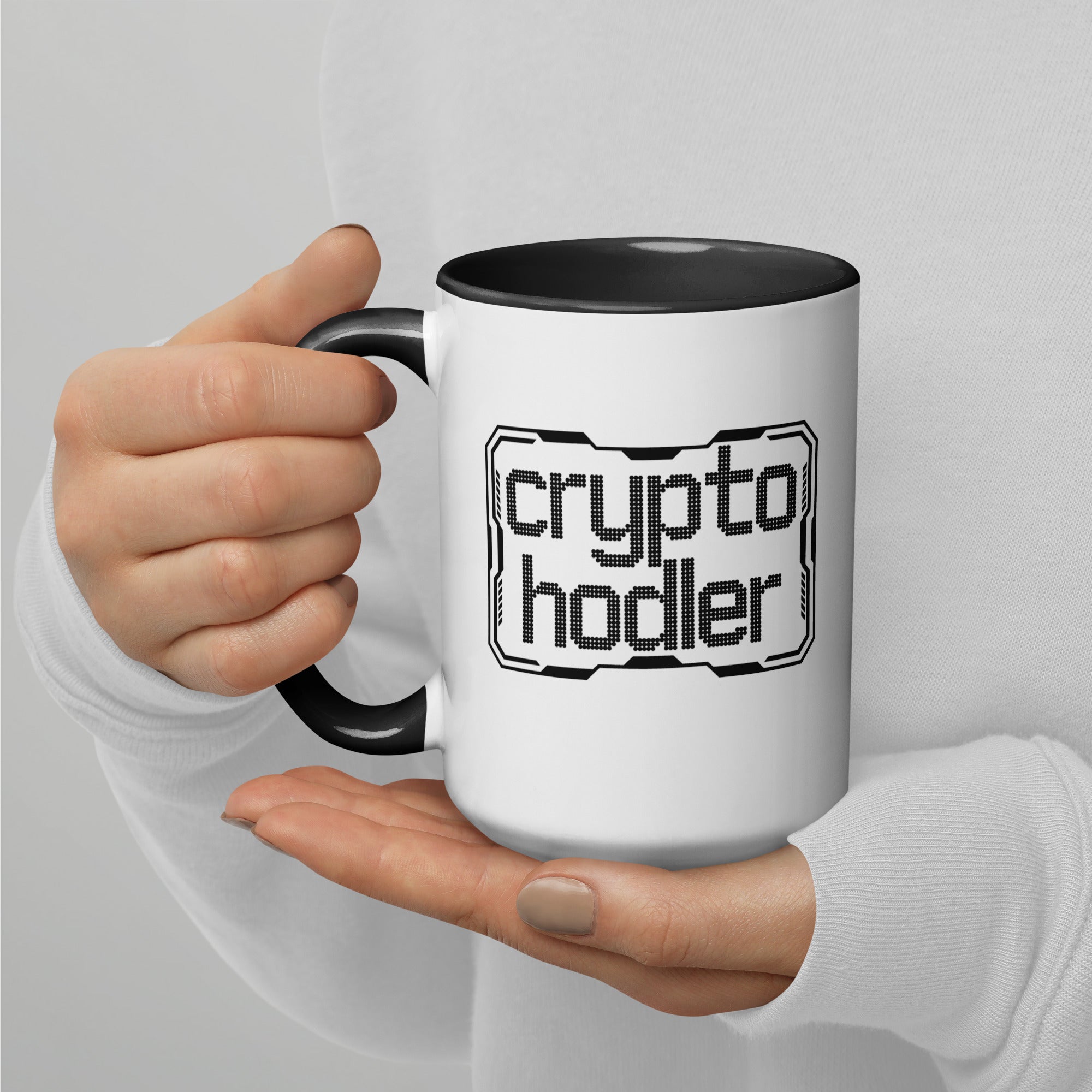 Glossy White Crypto Hodler Ceramic Coffee Mug
