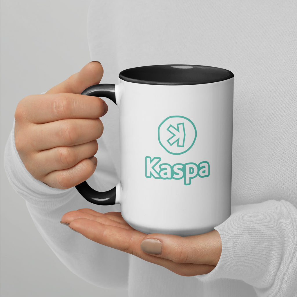 Kaspa KAS text logo crypto coffee mug - left side view