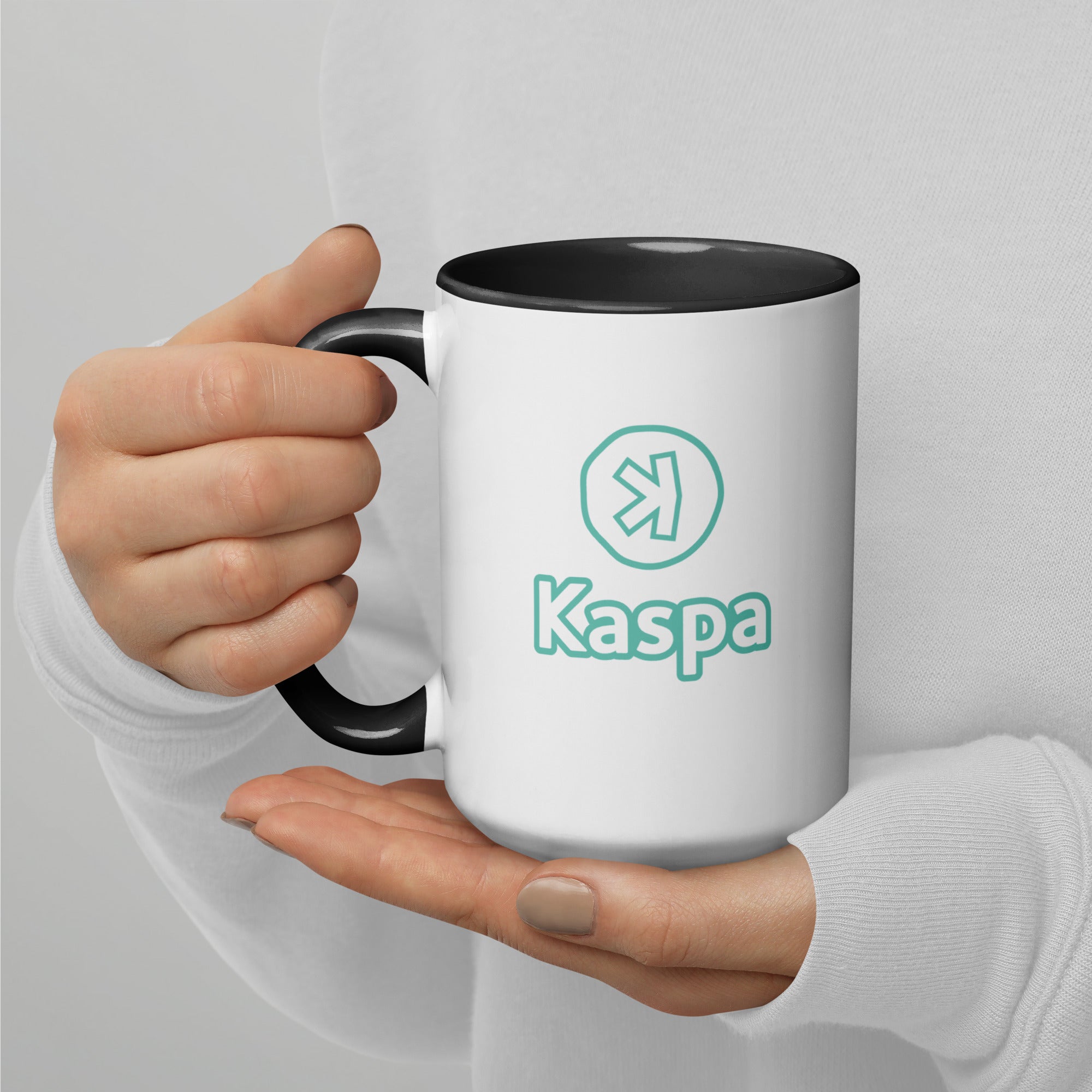 Glossy White Kaspa with text Ceramic Coffee Mug