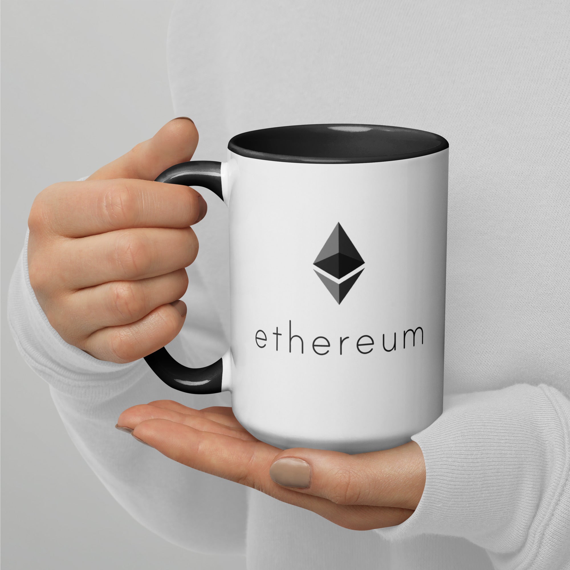 White Ethereum logo Ceramic Coffee Mug