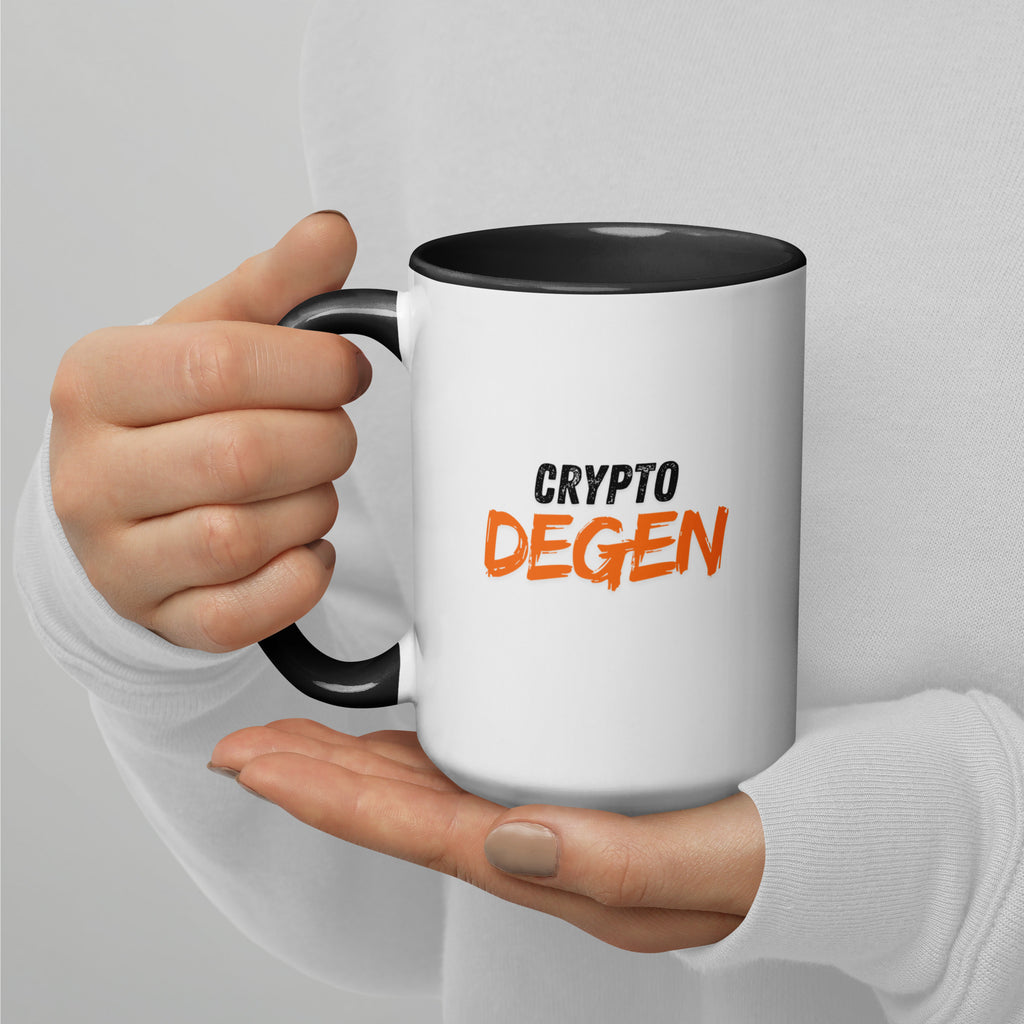 Crypto Degen Mug - left side lifestyle view